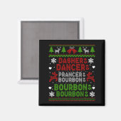 Dasher Dancer Prancer Bourbon Ugly Kerstmis Santa Magneet (Voorkant / Achterkant)