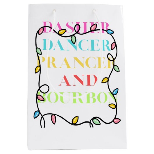 Dasher Dancer Prancer en Bourbon Medium Cadeauzakje (Voorkant)