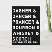 Dasher Dancer Prancer En Bourbon Whisky Grappig Ch Kaart (Voorkant)