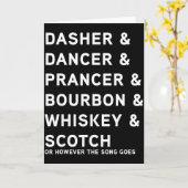 Dasher Dancer Prancer En Bourbon Whisky Grappig Ch Kaart (Gele Bloem)