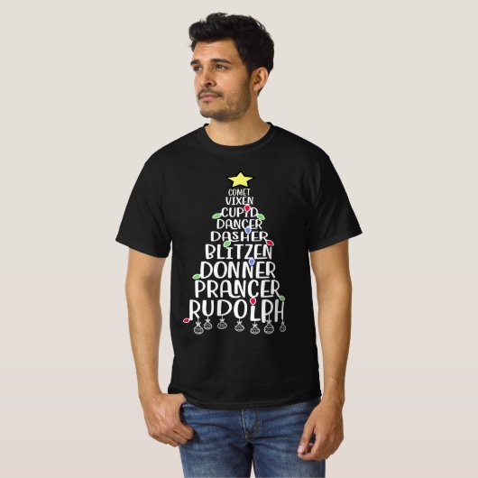 Dasher Dancer Prancer Funny Reindeer Names T-shirt (Voorkant volledig)
