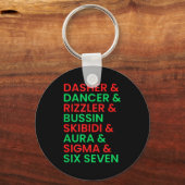 Dasher Dancer Prancer & Rizzler 67 Grappige Kinder Sleutelhanger (Voorkant)