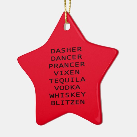 Dasher Dancer Prancer Vix Teq Vodka Whiskey Blitzn Keramisch Ornament (Links)