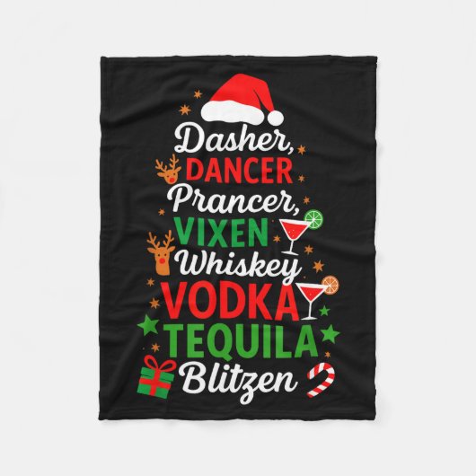 Dasher Dancer Prancer Vixen Moscato Vodka Tequila Fleece Deken (Voorkant)
