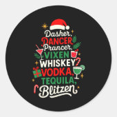 Dasher Dancer Prancer Vixen Moscato Vodka Tequila  Ronde Sticker (Voorkant)