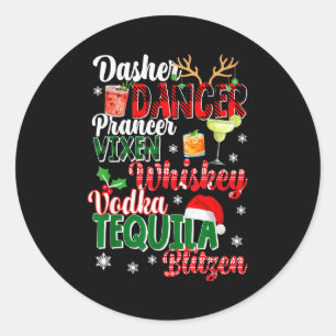 Dasher Dancer Prancer Vixen Moscato Vodka Tequila  Ronde Sticker