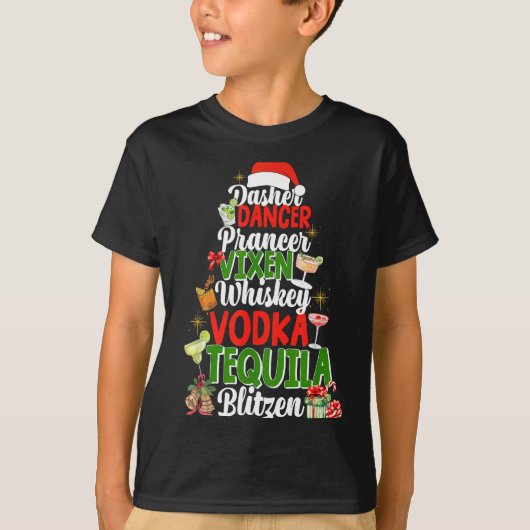 Dasher Dancer Prancer Vixen Moscato Vodka Tequila T-shirt (Voorkant)