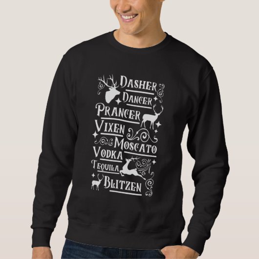 Dasher Dancer Prancer Vixen Moscato Vodka Tequila Trui (Voorkant)