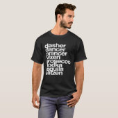 Dasher Dancer Prancer Vixen Prosecco Tequila Blitz T-shirt (Voorkant volledig)