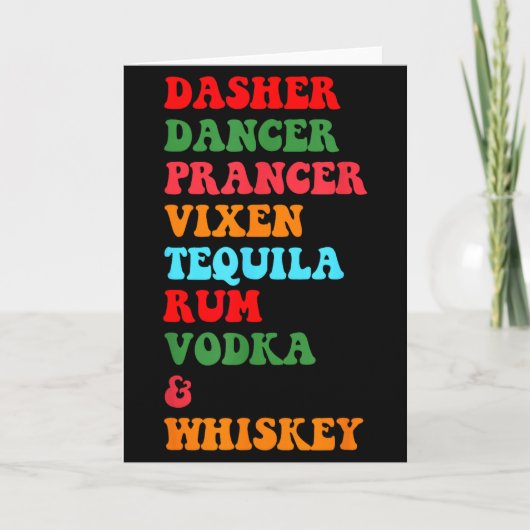 Dasher Dancer Prancer Vixen Tequila Rum Vodka Desi Kaart (Voorkant)