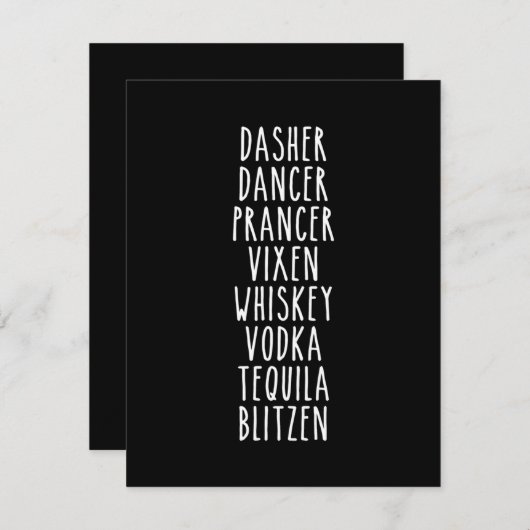 Dasher Dancer Prancer Vixen Whiskey Vodka Tequila Bedankkaart (Voorkant / Achterkant)