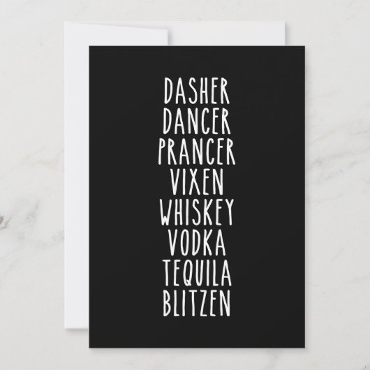 Dasher Dancer Prancer Vixen Whiskey Vodka Tequila Bedankkaart (Voorkant)