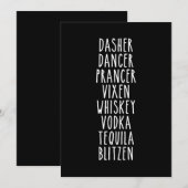 Dasher Dancer Prancer Vixen Whiskey Vodka Tequila Bedankkaart (Voorkant / Achterkant)
