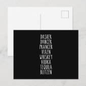 Dasher Dancer Prancer Vixen Whiskey Vodka Tequila Briefkaart (Voorkant / Achterkant)