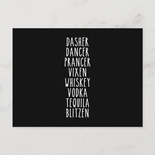 Dasher Dancer Prancer Vixen Whiskey Vodka Tequila Briefkaart (Voorkant)