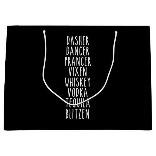Dasher Dancer Prancer Vixen Whiskey Vodka Tequila Groot Cadeauzakje (Voorkant)