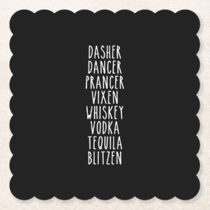 Dasher Dancer Prancer Vixen Whiskey Vodka Tequila Kartonnen Onderzetters