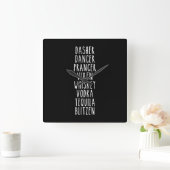 Dasher Dancer Prancer Vixen Whiskey Vodka Tequila Vierkante Klok (Huis)