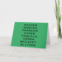 Dasher Dancer Vixen Vodka Tequila Whiskey Blitzen Kaart