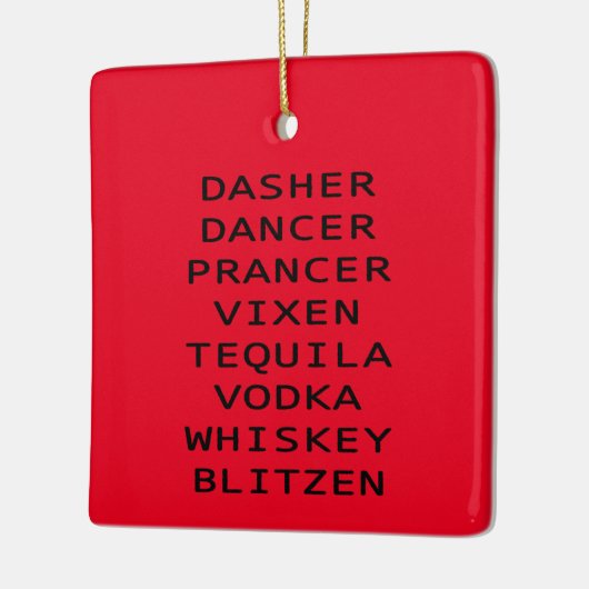 Dasher Dancer Vixen Vodka Tequila Whiskey Blitzen Keramisch Ornament (Links)