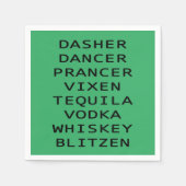 Dasher Dancer Vixen Vodka Tequila Whiskey Blitzen Servet (Voorkant)