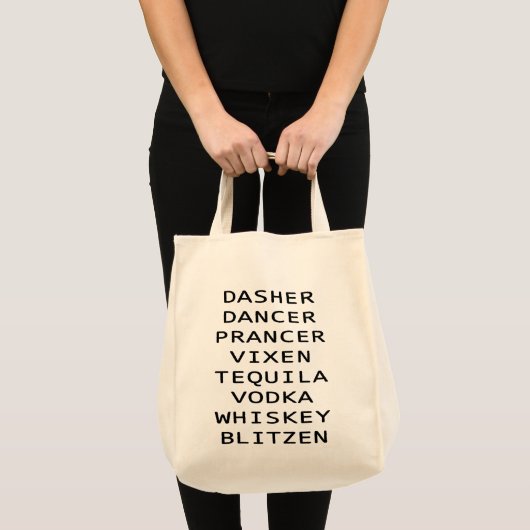 Dasher Dancer Vixen Vodka Tequila Whiskey Blitzen Tote Bag (Voorkant (product))