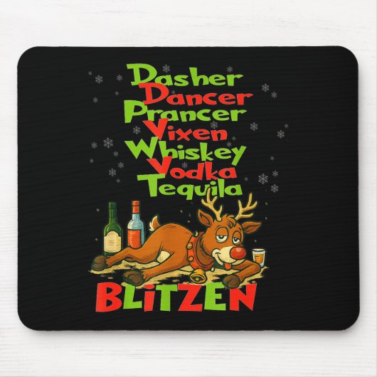 Dasher Dancer Whiskey Vodka Tequila Blitzen Christ Muismat (Voorkant)