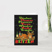 Dasher Dancer Whiskey Vodka Tequila Blitzen Kerstm Kaart (Voorkant)