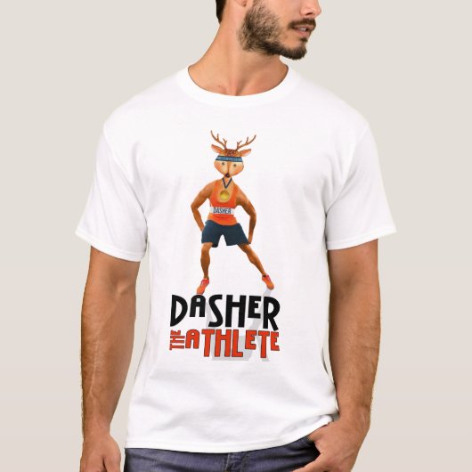Dasher, het rendier van de sporter t-shirt (Voorkant)