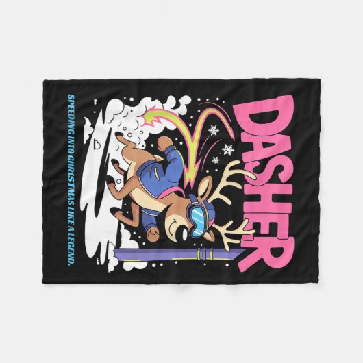 Dasher Reindeer Christmas Speeding Fun Fleece Deken (Voorkant (Horizontaal))