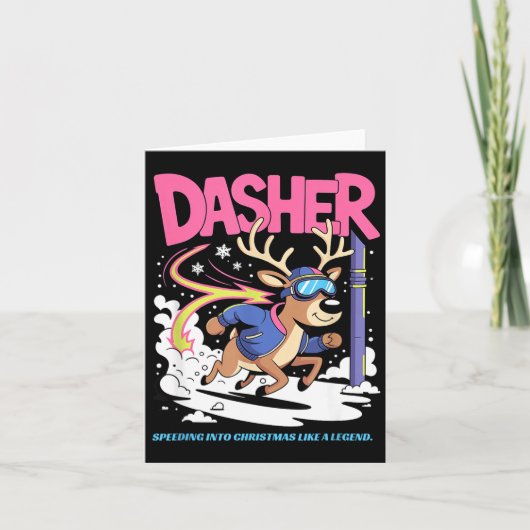 Dasher Reindeer Christmas Speeding Fun Kaart (Voorkant)