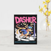 Dasher Reindeer Christmas Speeding Fun Kaart (Gele Bloem)