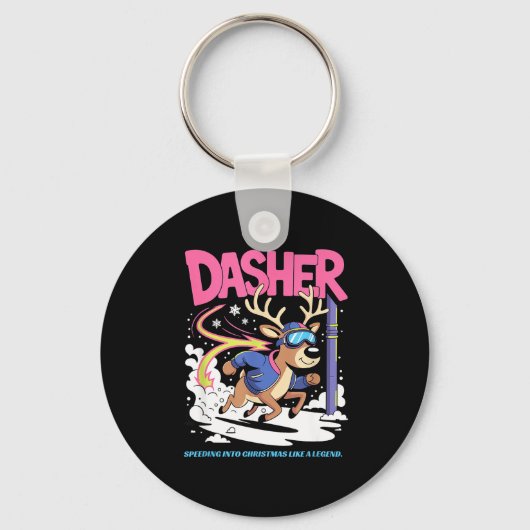 Dasher Reindeer Christmas Speeding Fun  Sleutelhanger (Voorkant)