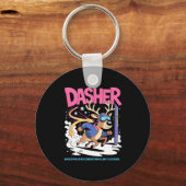 Dasher Reindeer Christmas Speeding Fun  Sleutelhanger (Voorkant)