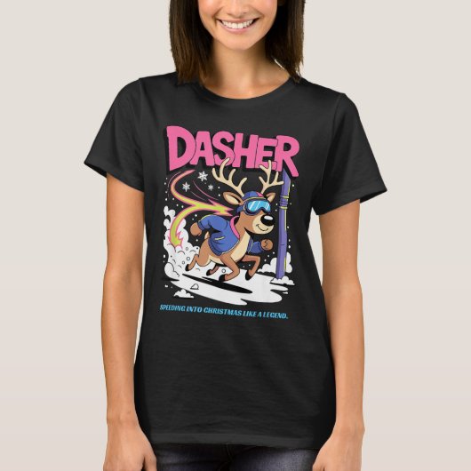 Dasher Reindeer Christmas Speeding Fun  T-shirt (Voorkant)
