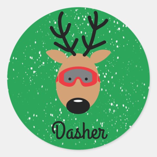 Dasher Reindeer Classic Round Sticker (Voorkant)