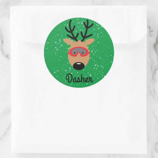 Dasher Reindeer Classic Round Sticker (Tas)