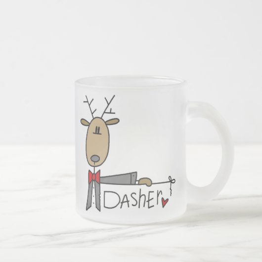 Dasher Reindeer kerstT-shirts en cadeautjes Matglas Koffiemok (Rechts)