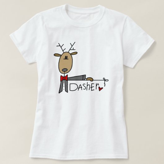 Dasher Reindeer kerstT-shirts en cadeautjes T-shirt (Design voorkant)