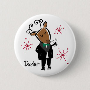 Dasher Reindeer Ronde Button 5,7 Cm