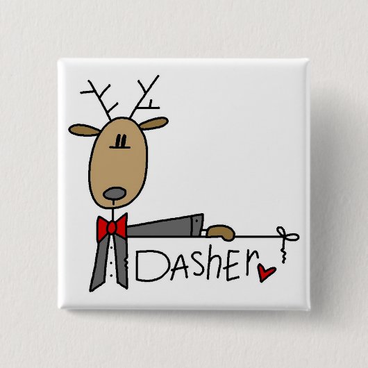 Dasher Reindeer Tshirts en Gifts Vierkante Button 5,1 Cm (Voorkant)
