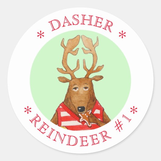 DASHER RENDIER Grote ronde Stickers (Voorkant)