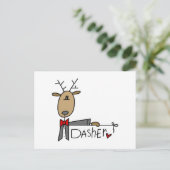 Dasher Rendier Kerstmis T-shirts en geschenken Feestdagenkaart (Staand voorkant)