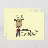 Dasher Rendier Kerstmis T-shirts en geschenken Feestdagenkaart (Voorkant / Achterkant)