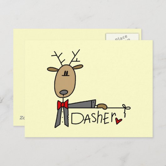Dasher Rendier Kerstmis T-shirts en geschenken Feestdagenkaart (Voorkant / Achterkant)