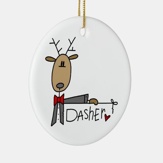 Dasher Rendier Kerstmis T-shirts en geschenken Keramisch Ornament (Rechts)