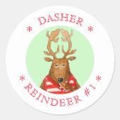 DASHER RENDIER Kleine ronde Stickers (Voorkant)