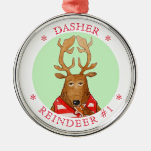 DASHER RENDIER Premium Rond Ornament