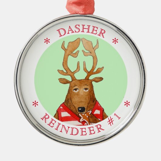 DASHER RENDIER Premium Rond Ornament (Voorkant)
