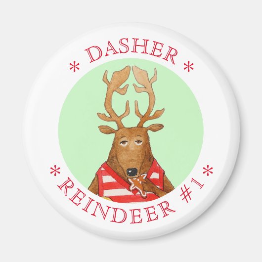 DASHER RENDIER ronde magneet (Voorkant)